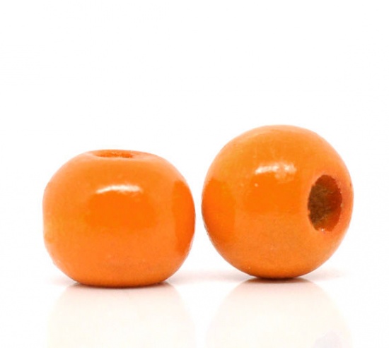 Imagen de Cuentas Madera de Ronda,Naranja 10mm x 9mm, Aguero: acerca de 3mm, 200 Unidades