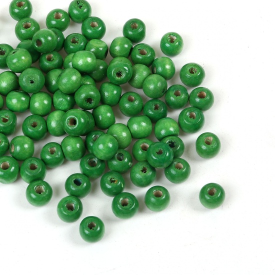 Изображение Бусины-разделители Круглые 10mm x 9mm из Древесины Окрашенные Зеленые,проданные 200 шт