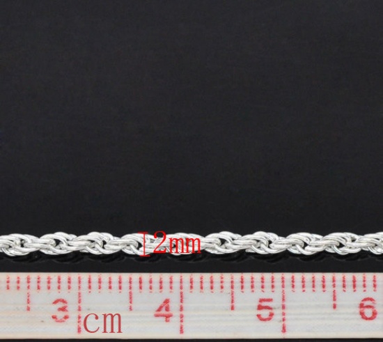 Bild von Eisen(Legierung) Zopfkette Kette Versilbert 3x2mm, 10 Meter