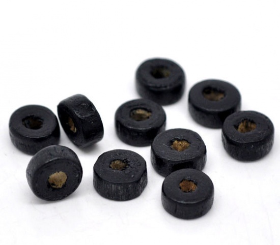 Image de 1000 Perles Intercalaires Rondelles en Bois Noir 8mm