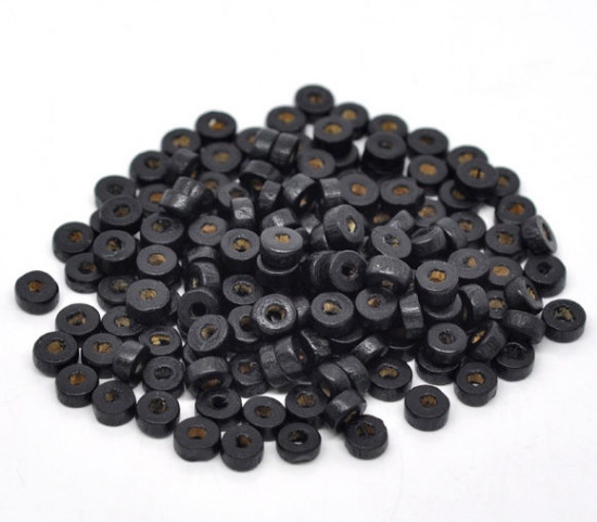 Image de 1000 Perles Intercalaires Rondelles en Bois Noir 8mm