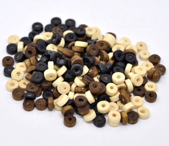 Picture of Mixed Rondelle Wood Spacer Beads 8mm, sold per packet of 3000