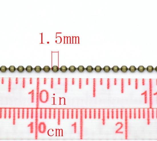 Bild von Eisen(Legierung) Antik Bronze Kugelkette Kette 1.5mm D.,10 Meter