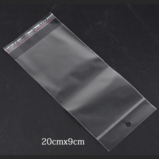Bild von ABS Plastik Selbstklebender Beutel Rechteck Transparent mit Rundloch (Nutzfläche: 15cmx9cm) 20cm x9cm 200 Stück