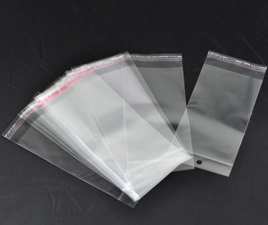 Immagine di ABS Buste Bustine Plastica Confezioni Chiusura Adesiva Rettangolo Trasparente (Spazio Utilizzabile 15cm x 9cm) 20cm x 9cm, 200 Pz