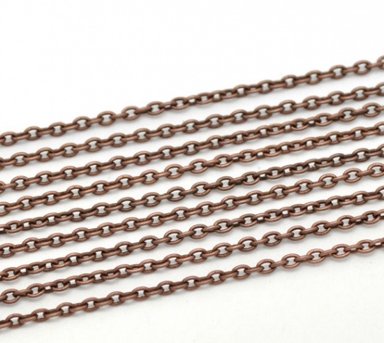 Picture of Iron Based Alloy Open Link Cable Chain Findings Antique Copper 3x2mm(1/8"x1/8"), 10 M