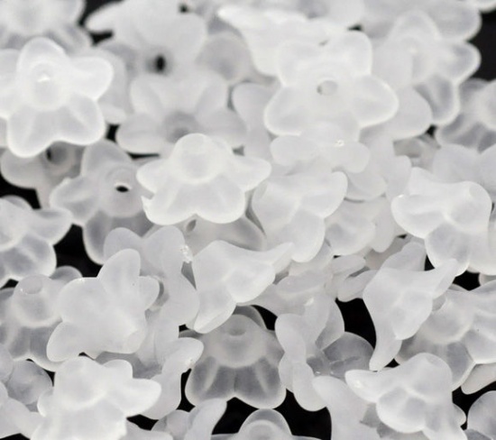 Bild von Acryl Spacer Zwischenperlen Perlen Blumen Weiß Matt ca 10mm x 4mm Loch:ca 1.2mm 800 Stück