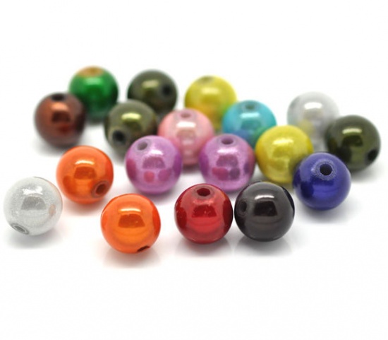 Bild von ABS Plastik Miracle Perlen Rund gemischt ca 10mm D. Loch:ca 1.5mm 100 Stück