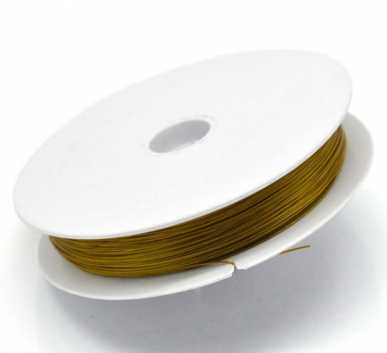 Immagine di Filo di Acciaio Filo per PerlineFilo, Corda Oro 0.38mm Dia, 1 Rotolo