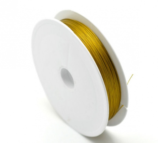 Immagine di Filo di Acciaio Filo per PerlineFilo, Corda Oro Placcato 0.45mm Dia, 1 Rotolo