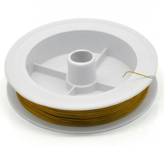 Immagine di Filo di Acciaio Filo per PerlineFilo, Corda Oro Placcato 0.45mm Dia, 1 Rotolo