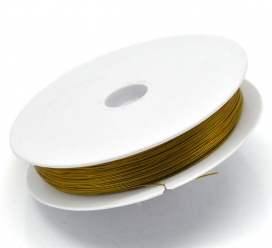 Immagine di Filo di Acciaio Filo per PerlineFilo, Corda Oro Placcato 0.45mm Dia, 1 Rotolo