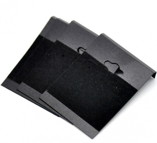 Bild von ABS Plastik Schmuckkarten für Ohrringe Rechteck Schwarz 6.2cm x 4.5cm 50 Blätter