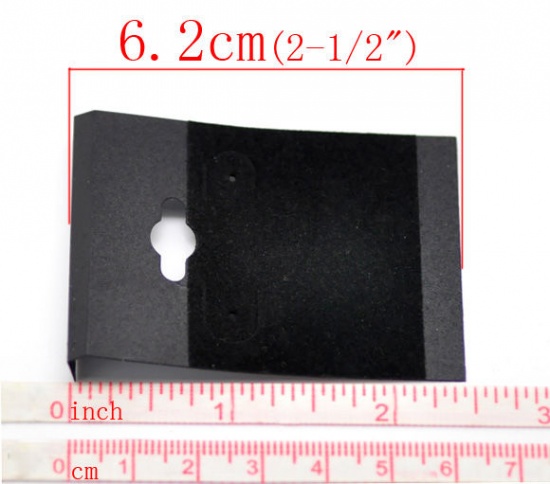 Bild von ABS Plastik Schmuckkarten für Ohrringe Rechteck Schwarz 6.2cm x 4.5cm 50 Blätter
