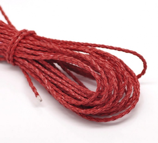 Picture of 10M Red Braiding Leatheroid Jewelry Cord 3mm