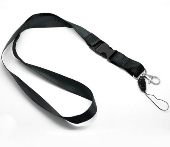 Bild von Polyester ID-Karte Halsband Umhängeband Schlaufe Schwarz 57cm lang, 5 Stück
