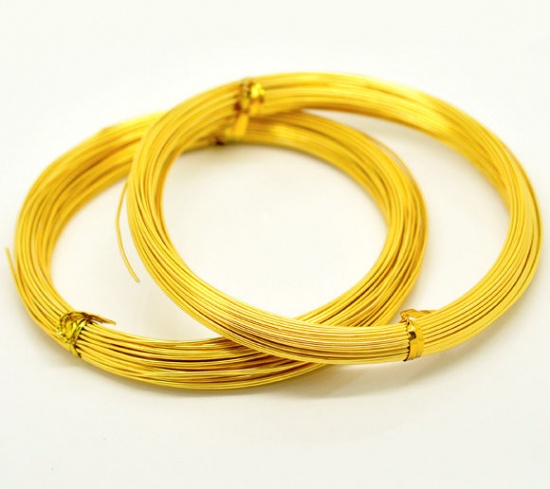 Bild von Goldfarben  Aluminium Schmuckdraht Schmuckband Für Schmuckherstellung 1mm. Verkauft eine Packung mit 5 Rollen(ca.20 M/Rolle)