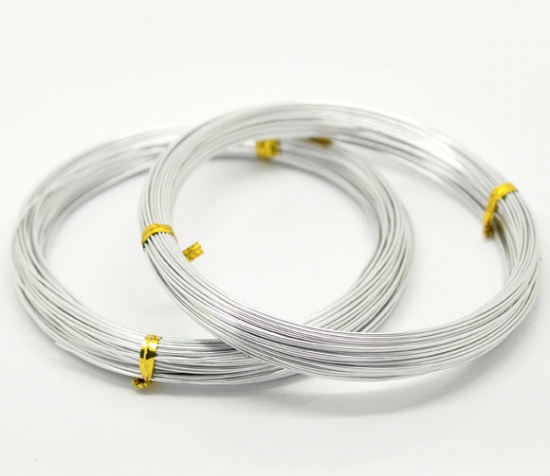 Picture of Silver Plated Aluminum Wire Jewelry Making 1mm, sold per packet of 5 Rolls(Approx 20 M/Roll)