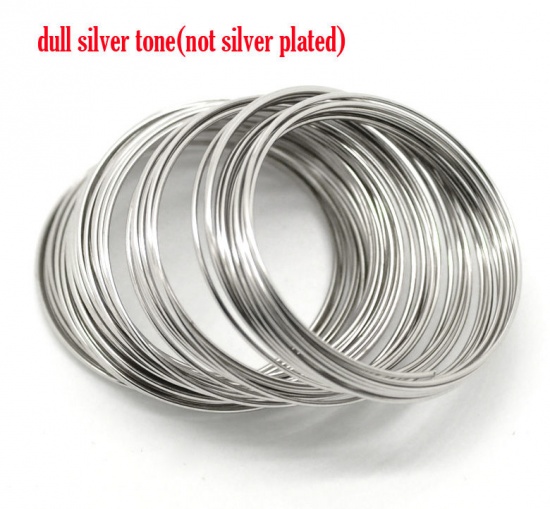 Bild von Silberfarbe Stahldraht Armband Armbänder 40mm-45mm Durchmesser,verkauft eine Packung mit 200  
