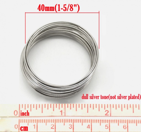 Bild von Silberfarbe Stahldraht Armband Armbänder 40mm-45mm Durchmesser,verkauft eine Packung mit 200  