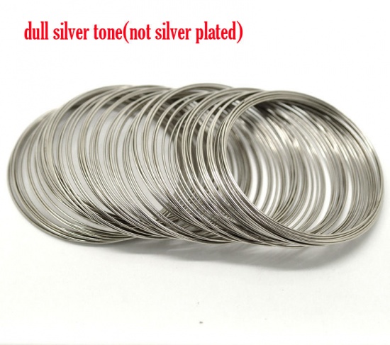 Bild von Silberfarbe Stahldraht Armband Armbänder 60mm-65mm Durchmesser,verkauft eine Packung mit 200