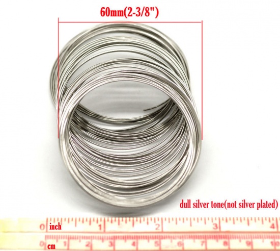 Bild von Silberfarbe Stahldraht Armband Armbänder 60mm-65mm Durchmesser,verkauft eine Packung mit 200