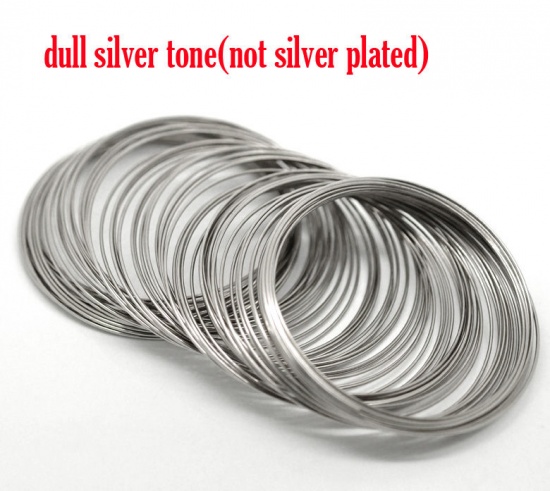 Picture of Silver Tone Memory Beading Wire for Bracelet 60mm-65mm Dia. sold per packet of 200 loops