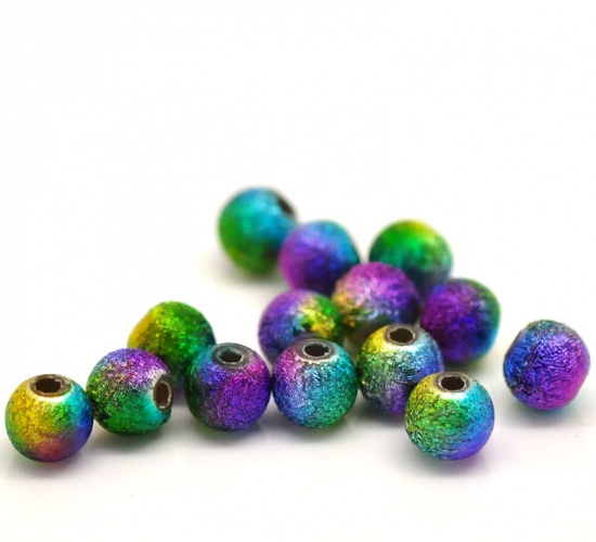 Picture of Acrylic Sparkledust Bubblegum Beads Ball Multicolor About 6mm Dia, Hole: Approx 1.2mm, 500 PCs