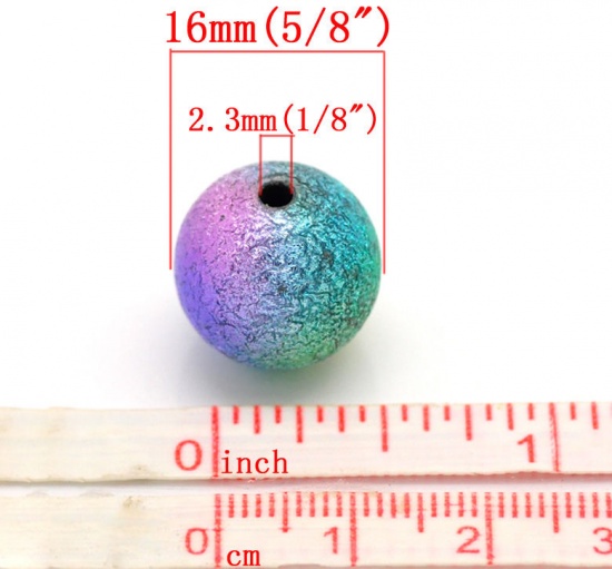 Picture of Acrylic Sparkledust Bubblegum Beads Ball Multicolor About 16mm, Hole: Approx 2.3mm, 30 PCs