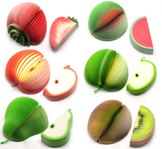 Image de Bloc-Note 3D Fruit Mixte 9.5cm x 4.5cm-10cm x 4cm, 6 Pcs (Env. 150 Feuilles/Paquet)
