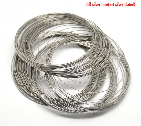 Picture of 200 Loops Silver Tone Memory Beading Steel Wire 80mm-85mm Dia.