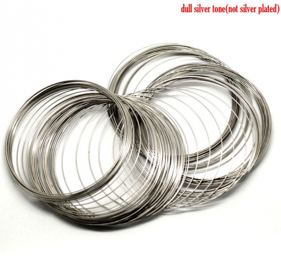 Picture of 200 Loops Silver Tone Memory Beading Steel Wire 80mm-85mm Dia.