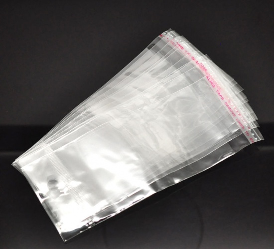 Immagine di ABS Buste Bustine Plastica Confezioni Chiusura Adesiva Rettangolo Trasparente 15cm x 6cm, 200 Pz