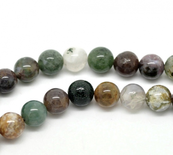 Picture of (Grade B) Agate (Dyed) Loose Beads Round At Random Mixed About 8mm(3/8") Dia, Hole: Approx 1mm, 38cm(15") long, 1 Strand (Approx 45 PCs/Strand)