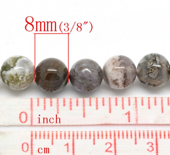 Picture of (Grade B) Agate (Dyed) Loose Beads Round At Random Mixed About 8mm(3/8") Dia, Hole: Approx 1mm, 38cm(15") long, 1 Strand (Approx 45 PCs/Strand)