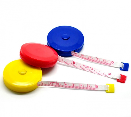 Picture of Plastic Measure Tools Round Mixed Color 150cm x 7.5mm, 12 Rolls（With Foot Scale）
