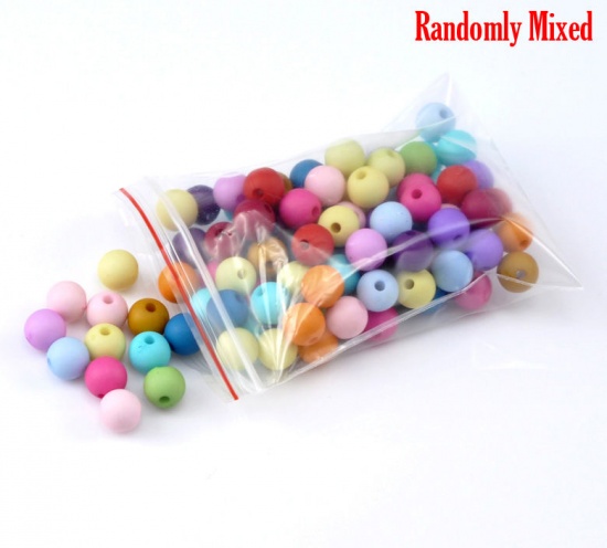 Picture of Acrylic Opaque Bubblegum Beads Ball At Random Mixed Matte About 8mm Dia, Hole: Approx 1.8mm, 300 PCs
