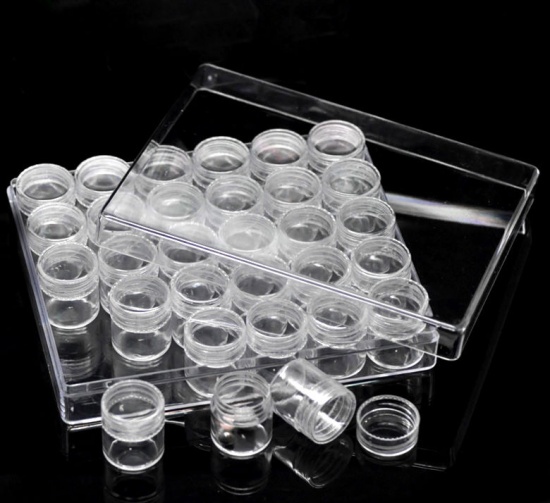 Picture of Acrylic Beads Organizer Container Storage Box Transparent 16cm(6 2/8") x 13.5cm(5 3/8"), 1 Piece (30 Small Boxes/Piece)