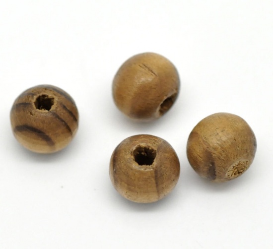 Picture of Wood Spacer Beads Ball Coffee 8mm Dia, Hole: Approx 2mm, 800 PCs