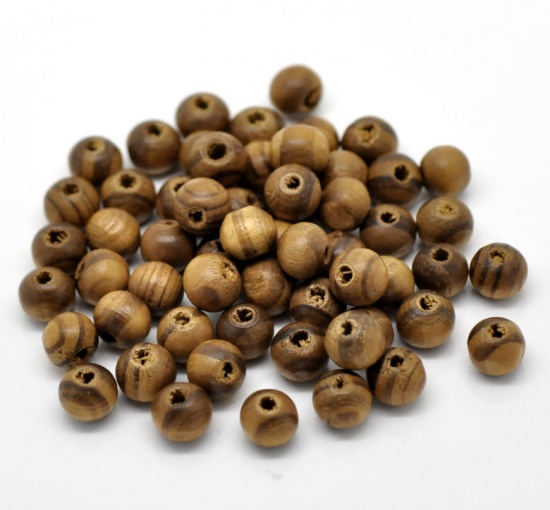 Picture of Wood Spacer Beads Ball Coffee 8mm Dia, Hole: Approx 2mm, 800 PCs