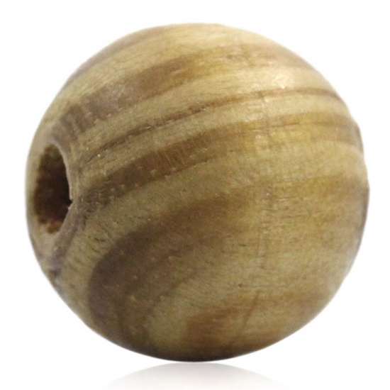Bild von Kaffeebraun Streifen Ball Holz Perlen Beads 16mm, verkauft eine Packung mit 50