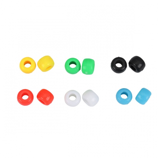 Picture of Plastic Spacer Beads Drum Mixed Color About 9mm x 6mm, Hole: Approx 4mm, 600 PCs