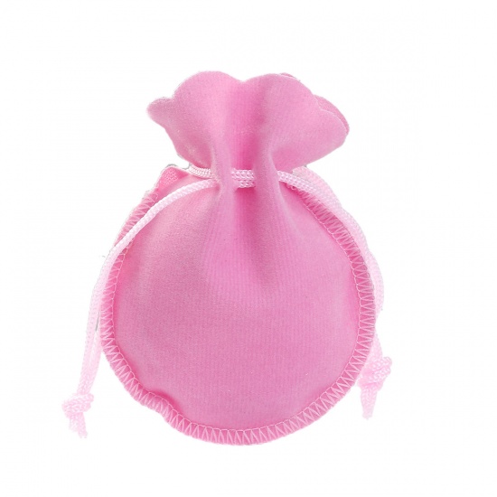 ベルベット ジュエリーポーチ 巾着袋  花瓶 ピンク 9cm x 7.3cm、 20 PCs の画像