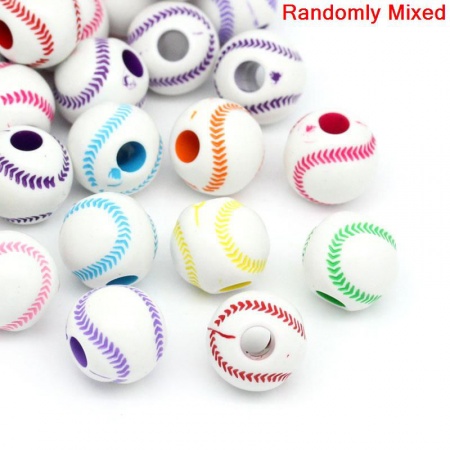 Opaque Mix 8mm Drum Resin Beads - White Stripes (100pcs)
