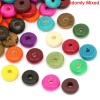 Bild von Holz Zwischenperlen Spacer Perlen Rund Mix Farben 10mm D.- 11mm D., Loch: 3.2mm, 500 Stück