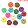 Picture of Wood Spacer Beads Flat Round At Random Mixed About 10mm - 11mm Dia, Hole: Approx 3.2mm, 500 PCs