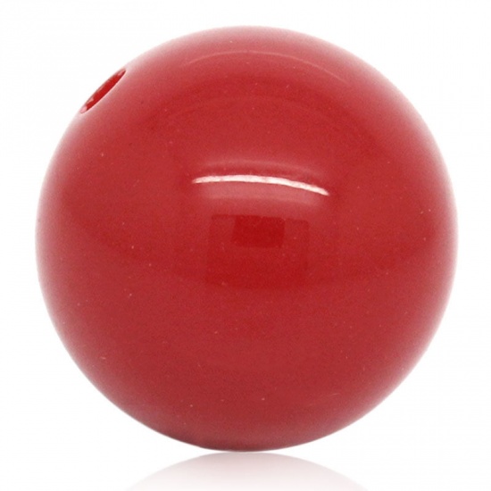 Picture of Acrylic Opaque Bubblegum Beads Ball Red About 20mm Dia, Hole: Approx 2.8mm, 20 PCs