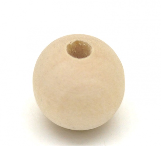 Immagine di Legno di Hinoki Separatori Perline Tondo Naturale Circa: 16mm Dia, Foro: Circa 4mm, 100 Pz