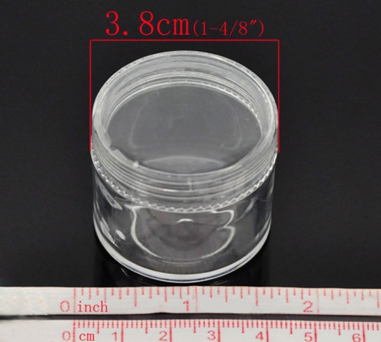 Picture of Plastic Beads Organizer Container Storage Box Round Transparent 3.8x3.3cm(1 4/8"x1 2/8"), 6 PCs 