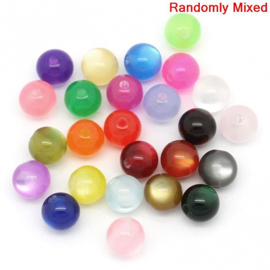 Picture of Resin Bubblegum Beads Ball At Random Mixed About 7.5mm Dia. - 8mm Dia., Hole: Approx 1.6mm, 200 PCs